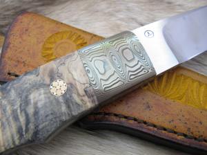 damascus fulltang leather carving